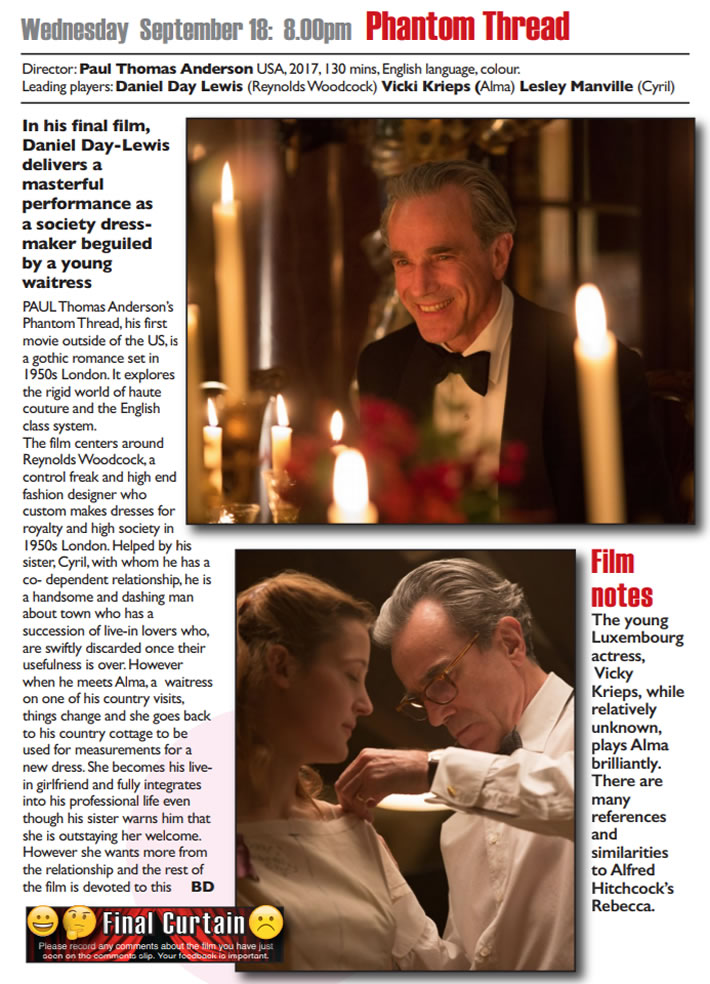 September Movie Phantom Thread